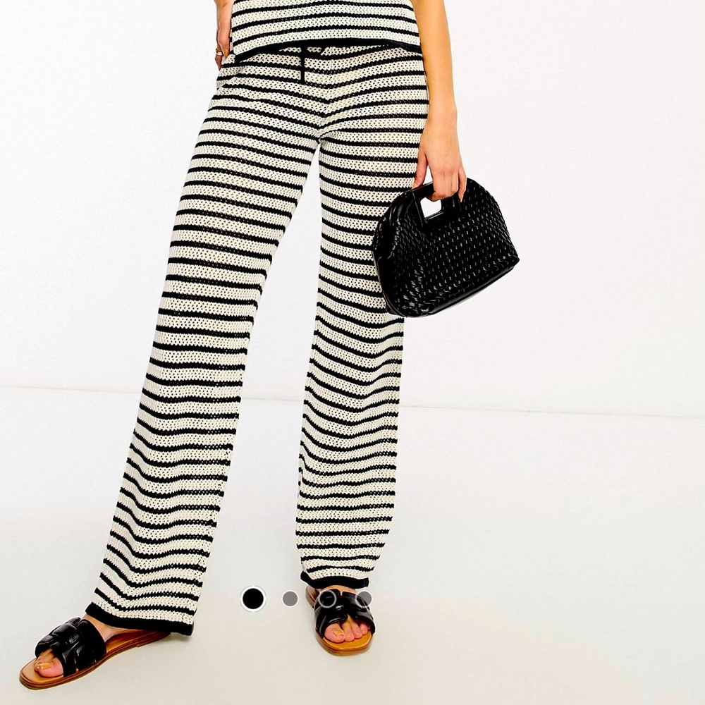 4th & Reckless knit beach pants in cream and white